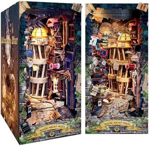 Quanquer Kit DIY Book Nook Casas de Muñecas en Miniatura Casa Kit con Muebles y Luz LED 3D Puzzle Sujetalibros de Madera Maqueta Kits de Construcción para Adultos para Construir