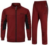 Rdruko Men's 2 Piece Track Suits Athletic Outfit Full Zip Jogging Sweatsuit(Jujube Red, CA 3XL)