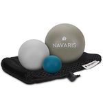 Navaris Lacrosse Massage Balls Set - Myofascial Deep Tissue Muscle Therapy for Back Legs Neck Foot Roller Trigger Points Firm Spheres - Pack of 3