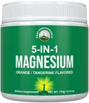 5-in-1 Magnesium Powder Drink for Women & Men. Magnesium Glycinate + Citrate + Malate + Chelate + Taurate. Great Tasting Vegan Magnesium Supplement for Muscle Relaxation, Sleep, Cramps. Orange Flavor