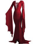 NANAMEEI Halloween Costumes Women Adult Halloween Costumes Women Addams Costume Witch Dress Red L