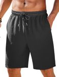 COOFANDY Men's Flat Front Shorts Classic Fit Solid Drawstring Shorts Pockets Black