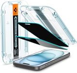 SPIGEN EZ Fit GLAS.tR Privacy Designed for Apple iPhone 15 Screen Protector (2023) [6.1-inch] Auto Alignment Kit Premium Tempered Glass [2-Pack] - Black