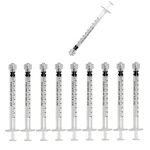 50 Pack 1ml Plastic Syringes, Luer Lock Syringe Without Needle, Individually Sealed Wrap, Use for Scientific Lab, Measurement and Dispensing