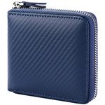 Huztencor RFID Men Leather Zipper Wallet Zip Around Wallet Bifold Multi Card Holder Purse with ID Card Window Front Pocket Wallet Carbon Fiber Blue