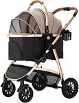 GXDSSH 3 In 1 Pet Strollers For Medium Large Dogs, Folding Dog Stroller For Small Medium Dogs Cat Pushchair Aluminum Alloy Frame, Dog Stroller With Storage Cup Holder (Color : B)