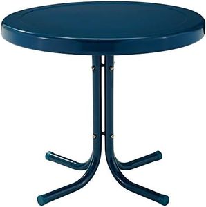 Crosley Furniture Griffith Weather Resistant Retro Metal Outdoor Side Table for Patio, Deck, Porch, Navy