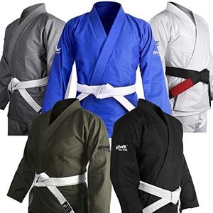 Hawk Sports Brazilian Jiu Jitsu Gi for Men and Women with Jacket, Pants and White Belt for Martial Arts Training and Competition, BJJ Gi with Pearl Weave Fabric for Power and Mobility - Gray, A5