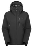 Rab Women's Downpour Mountain Jacket - Lightweight Waterproof Hooded Coat for Hiking & Trekking - Black - Small