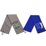 2Pcs Grampy Golf Towel Father Embroidered Golf Towel Gift Best Grampy Greatest Grampy Golf Towel with Clip (Grampy par+Greatest Grampy)