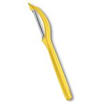 Victorinox Swiss Made Stainless Steel Multipurpose Peeler Serrated/Wavy Edge Universal Peeler for Professional and Household Kitchen, Yellow, Fruit & Vegetable Peeler | 7.6075.8