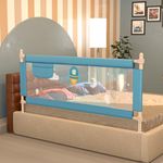 BAYBEE Baby Bed Rail Guard for Baby Toddlers Safety, Portable Kids Bed Rail Safeguard Fence with Adjustable Height | Foldable Single Side Bed Protector for Newborn Baby Falling (150x63cm, Blue)