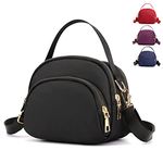 Cross Body Phone Bag Women, Women Girls Zipper Cross Body Phone Bags,Nylon Wallet Shoulder Bag,4 Layers Zipper Cellphone Purse with Adjustable Strap. (Black 6)