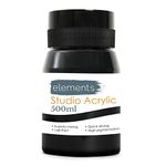 Elements 500ml Acrylic Paint 500 ml Tub - Quick Drying Acrylic Paints with High Pigment and Vibrant Colour Pigment Mars Black