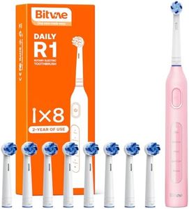 Bitvae R1 Rotating Electric Toothbrush with 8 Brush Heads for Adults and Kids, 5 Modes Rechargeable Power Toothbrush, 3 Hours Fast Charge for 60 Days, Brushing Timer, Pink