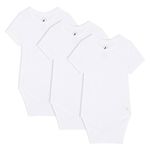 Bramble & Bear (3/6 Pack) Short Sleeve Baby Vests - Organic Cotton Unisex Baby Bodysuit Vests for 0-3 Years - Comfortable Baby Bodysuits for Boys & Girls - White, 9-12 Months, (Pack of 3/6)