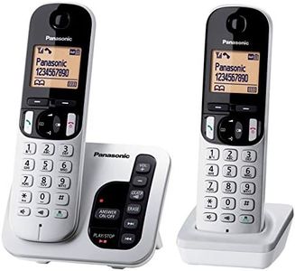 Panasonic DECT Digital Cordless Phone with Answering Machine and 2 Handsets (KX-TGC222ALS) Silver & Black