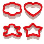 RIANZ Soft Grip Cookie Cutter Set of 4 - Ginger Bread Man Cookie Cutter, Heart Cookie Cutter, Star Cookie Cutter and Flower Cookie Cutter- 3 inch