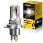 AUXITO 2023 Upgraded H4 LED Motorcycle Headlight Bulbs, 9003 HB2 LED Headlight 3000LM 6000K Cool White for Hi/Lo Beam 1860 CSP LED Chips Plug and Play, Pack of 1