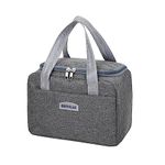 Insulated Lunch Bag Tote Bag for Women Wide Open Insulated Cooler Bag Water-Resistant Thermal Leak-Proof Lunch Organizer for Men Girls Outdoor Picnic Work (GreySquare)