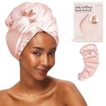 Kitsch Satin & Microfiber Hair Towel Wrap for Women, Absorbent Hair Wrap Towel for Wet Hair, Quick Dry Hair Towel for Long Hair, Microfiber Towel, Hair Turban Towel, Hair Accessories for Women (Blush)