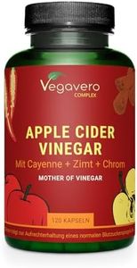 Complexe Vinaigre de Cidre 1950mg | Avec Chrome, Cannelle, Gingembre et Piment de Cayenne | Glycémie + Keto | 120 Gélules | Sans Additifs & Vegan | Vegavero®