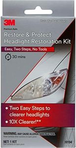 3M Auto Restore and Protect Headlight Restoration Kit, Use On Plastic Lenses, Headlights, Taillight, Fog Lights and More, Includes Sanding Discs, Headlight Clear Coat Wipes, Foam Pad and Glove (39194)