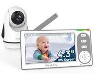 Firskids Baby Monitor - 1000ft Long Range Baby Monitor with Camera and Audio No WiFi, Built in 3500mAh Battery,Auto Night Vision, Temperature, 2-Way Talk, 8 Lullabies, 4.3'' Screen