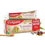 Colgate Vedshakti Toothpaste, Anti-Bacterial Tooth Paste for Whole Mouth Health and Fresh Breath, With Neem, Clove, and Honey, 400g, 200g X 2 (Combo Pack Offer)