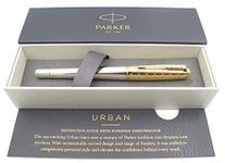 Parker Urban Premium Metal Fountain Pen | Aureate Gold Powder with Intricate Engraved Pattern | Gold Trims | Medium Nib | Gift Boxed