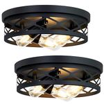 XPEHK 13 inch Flush Mount Light Fixture,3-Light Farmhouse Flush Mount Ceiling Light,Hallway Light Fixtures Ceiling,Light Fixtures Ceiling Mount for Kitchen Hall Entryway,E26 Base（2 Pack）