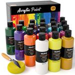 Nicpro 18 Colors Large Acrylic Paint Set, 8.45 oz./ 250 ml Artist Painting Supplies Bulk Non-Toxic For Multi Surface Canvas, Wood, Fabric, Leather, Cardboard, Paper, Crafts, Hobby with Color Wheel