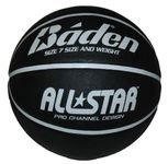 Baden Men's All Star Deluxe Rubber Basketball, Indoor and Outdoor Ball, Black and White, Size 7