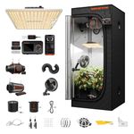 Spider Farmer Grow Tent Kit SF1000 Samsung LM301H EVO Diodes Dimmable 70x70x160cm Complete System 2.3x2.3ft, 4 Inch Ventilation System with GGS Smart Controller & 6'' Clip Fan