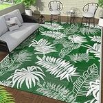 Falflor150x245cm Outdoor Reversible Rug Waterproof Outdoor Patio Rug Plastic Large Floor Mat Lightweight Outdoor Rug Carpet Plastic Straw Rug for Camping Deck RV Backyard Picnic(Green)