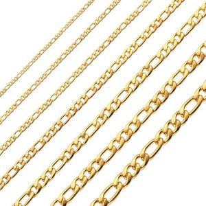 Gold Chain for Men & Women 8.5MM Stainless Steel Figaro Necklace 32 Inches 18K Real Gold Plated