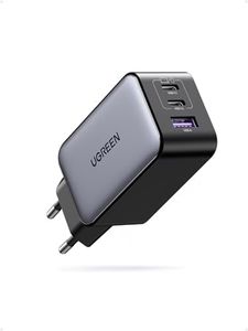 UGREEN Nexode 65W Chargeur USB C Rapide 3 Ports GaN Tech Prise USB C Compatible avec iPhone 16 Plus Pro Max 15 14 13 12 11 Galaxy S24 S23 S22 A15 Pixel 9 8 7 iPad MacBook Air Pro M3 M2 M1 (Noir)