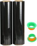 2-Pack Black Stretch Wrap 18" x 1000 Feet 80 Gauge Industrial Strength with Plastic Handle, Plastic Pallet Supplies Durable Self-Adhering for Packing, Moving, Heavy Duty Shrink Film Rolls