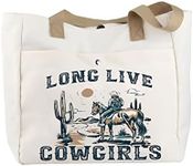 Western Country Southern Cowgirls Gift Western Women Long Live Cowgirls Cosmetic Bag Western Bags Western Rodeo Zipper Pouch, Off White, Long Live Cowgirl (Long Live Cowgirl To CA)