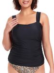 RELLECIGA Women's Black Bandeau Ruched Tankini Top Swimsuits Size XXX-Large