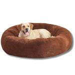 ZEXSAZONE Faux Fur Round Donut Comfortable Both Sides Usable Washable Dog Bed for Extra Large and Giant Dogs - XL and XXL Sizes for Pets in Winter Season