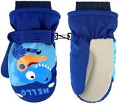 HolyElks Kids Ski Mitten Toddler Winter Waterproof Snow Gloves Unisex Cold Weather Warm Mittens for Girls Children Boys (Dinosaur)