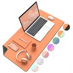 MoKo Desk Mat, Dual-Sided Office Desk Pad Waterproof, Large Protector Mouse Pad for Keyboard and Mouse, Leather Desk Writing Pad Large for Office/Home/Decor, 80x40cm, Army Green/Orange