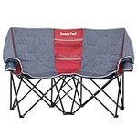 SUNNYFEEL Double Camping Chair, Oversized Padded Foldable Loveseat for Adults, 2-Person Outdoor Chair for Lawn Conversations, Camping, and Relaxation (Red)