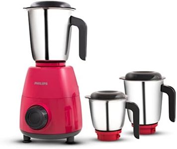 PHILIPS HL7505/02 Mixer Grinder, 500W Endura Motor with rapid cool motor technology, 3 heavy duty and leak proof Jars, Strawberry, Red