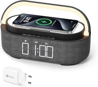 COLSUR Radio Reveil Digital avec Chargement sans Fil, Multifonctionnel Radio FM avec Port de Chargement USB, Réveil Matin Enceinte Bluetooth, Affichage LED, Lampe avec Support de Téléphone Portable