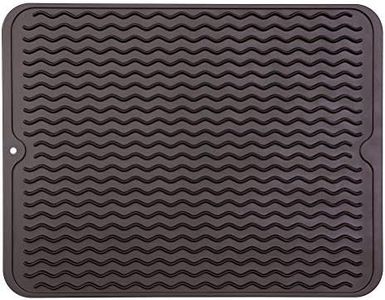 MicoYang Silicone Dish Drying Mat for Multiple Usage,Easy clean,Eco-friendly,Heat-resistant Silicone Mat for Kitchen Counter or Sink,Refrigerator or drawer liner Coffee L 16 inches x 12 inches