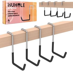 HUHOLE Rafter Hanger, 4PC, Rafter Hook, Bike Hangers for Garage, Large S Hooks for Hanging Plants, Ladders, Bikes, Ropes and More Bulk Items