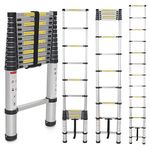 Inditradition 17.5 Feet Wall Supported Aluminium Extension Telescopic Ladder for Indoor & Outdoor Use | EN131 Certified Foldable & Portable (14 Steps, 14 KG, 5.4 Meter, Silver)