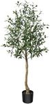 CROSOFMI Artificial Olive Tree Plant 4 Feet Fake Topiary Silk Tree, Perfect Faux Plants in Pot for Indoor Outdoor House Home Office Garden Modern Decoration Housewarming Gift,1Pack